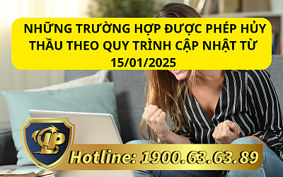 NHỮNG TRƯỜNG HỢP ĐƯỢC PHÉP HỦY THẦU THEO QUY TRÌNH CẬP NHẬT TỪ 15/01/2025